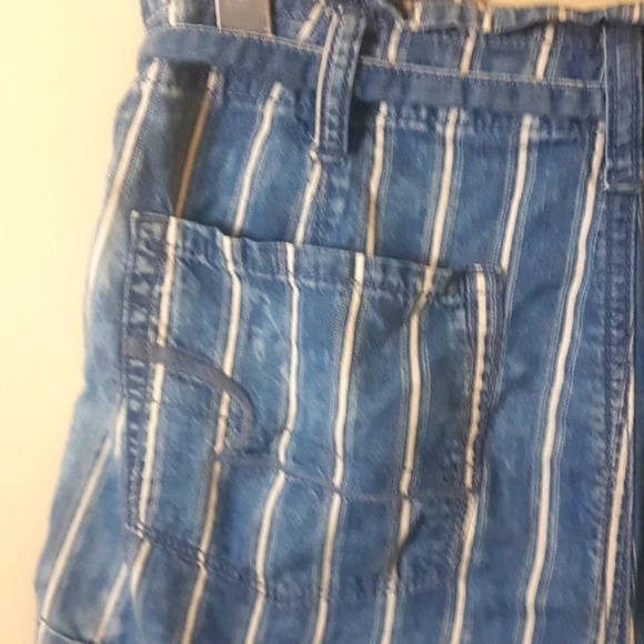 American Eagle striped paper bag waisted cuffed chambray shorts SZ 2 - Picture 6 of 8